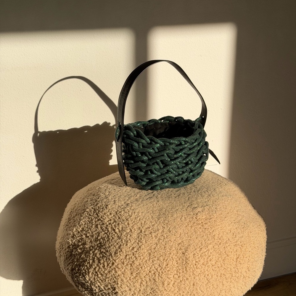 Chic Green Woven Mini Bag